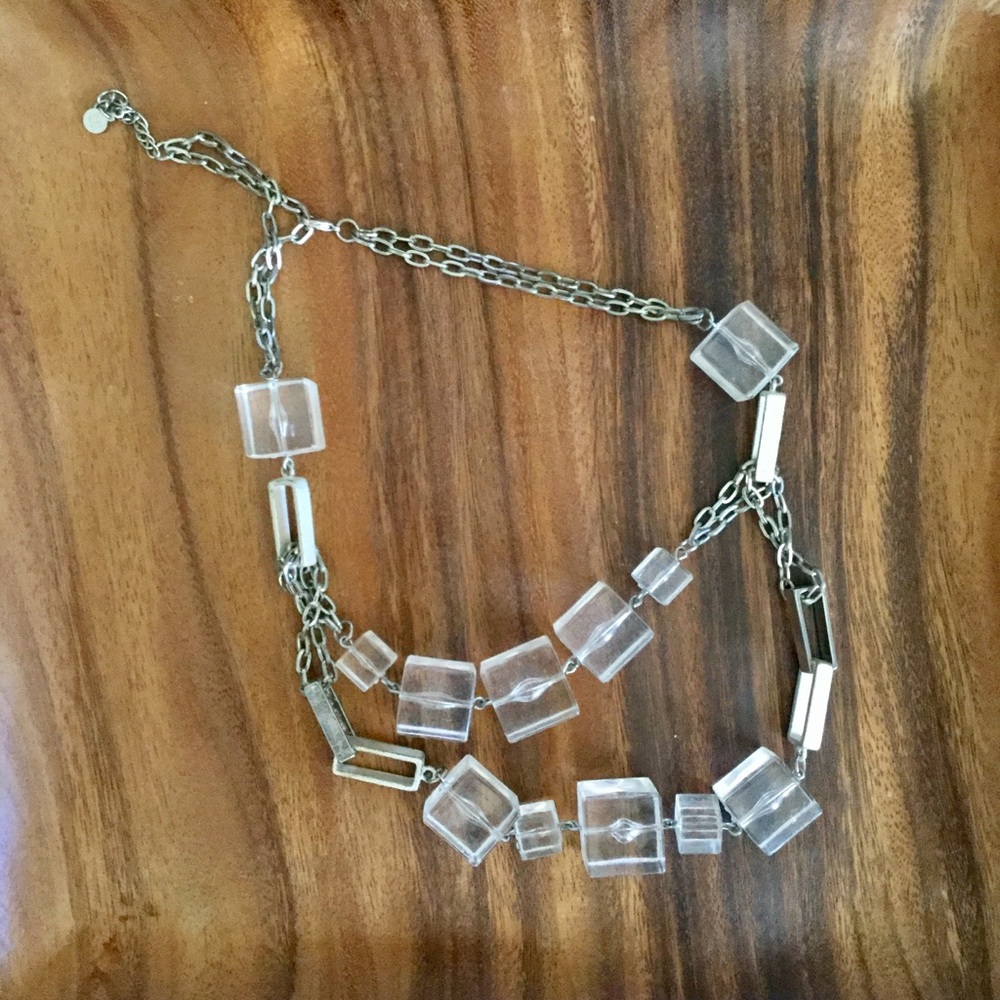 Modern acrylic silver necklace